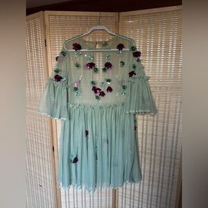 ASOS women’s tulle dress with large sequin metallic flowers
